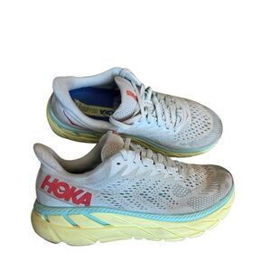 Hoka Hoka One One Clifton 7 Women's White and Yellow Running Shoes